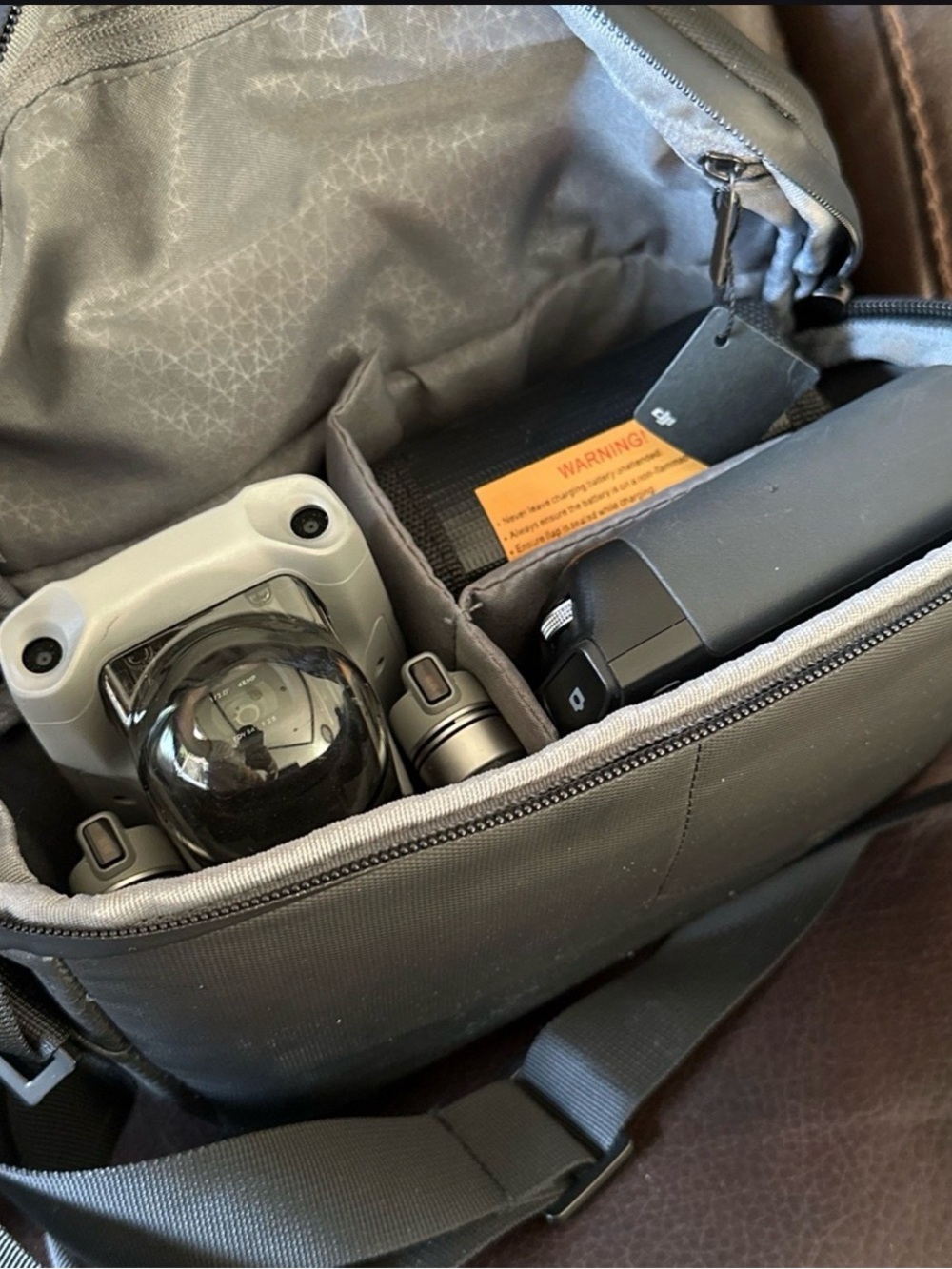 DJI Gray Camera Bag with Drone and Accessories